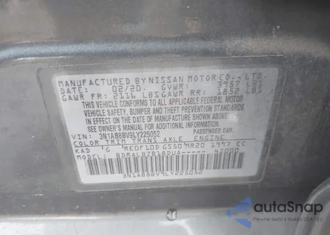 2020 Nissan Sentra S Xtronic Cvt from USA, damaged, VIN 3N1AB8BV9LY225052